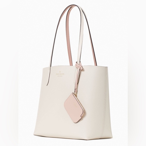 kate spade Handbags - Kate Spade New York Ava Reversible Leather White/Pink Tote Bag Large and Pouch